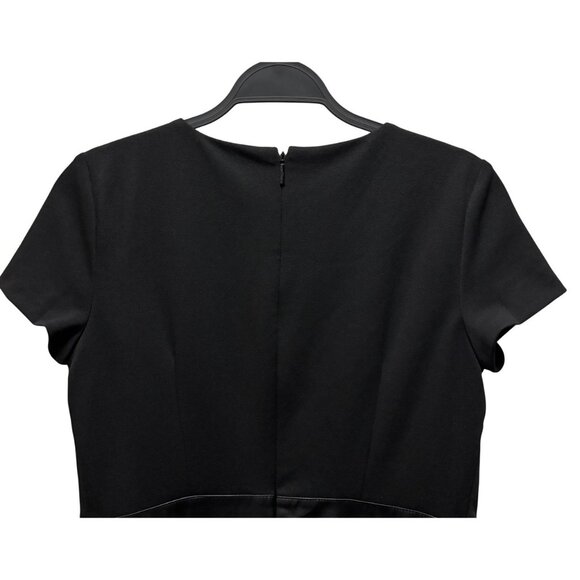 Karl Lagerfeld Paris Black Short-Sleeve Dress W/ Faux Leather Trim Size 8 - Picture 3 of 9